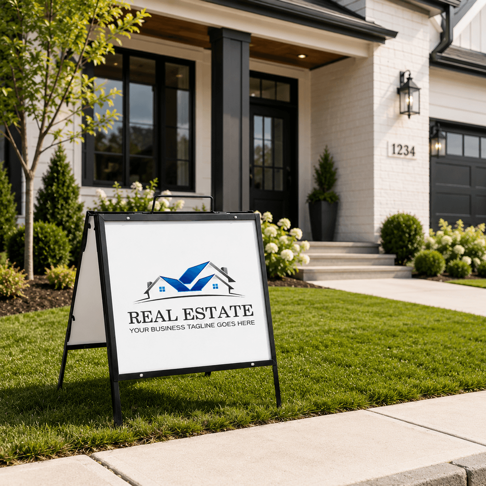 24 x 18 Real Estate Signs, H Frame with Sign Rider, Black