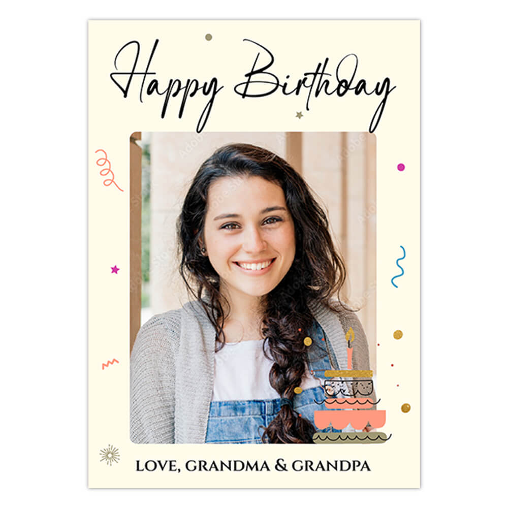 Lovely Birthday Cake card design online USA