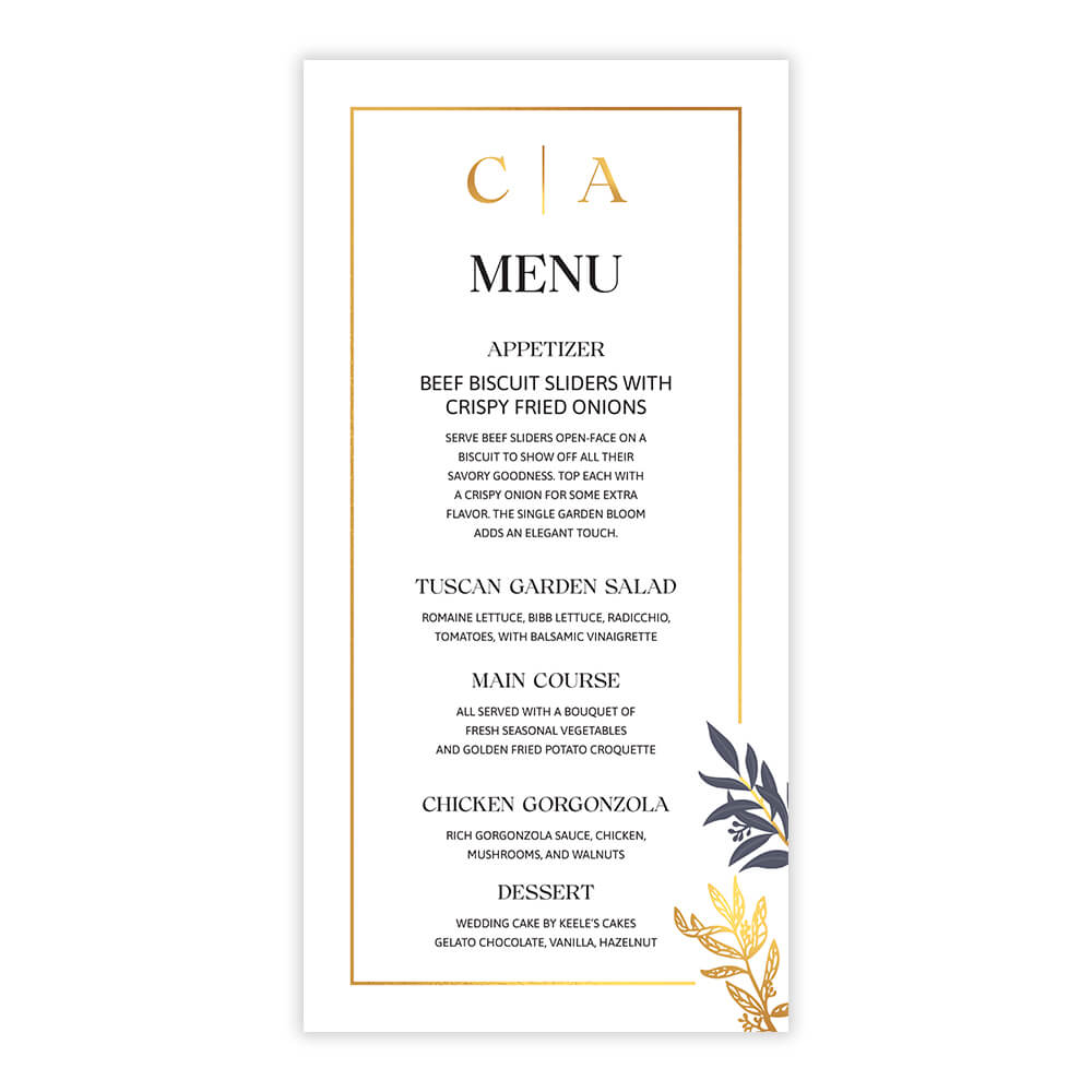 Classic Elegance Menu
