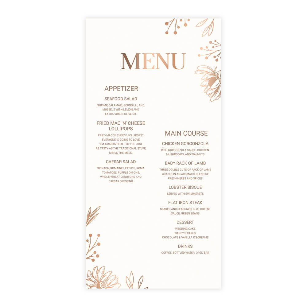 Golden Floral Menu Golden Floral Menu