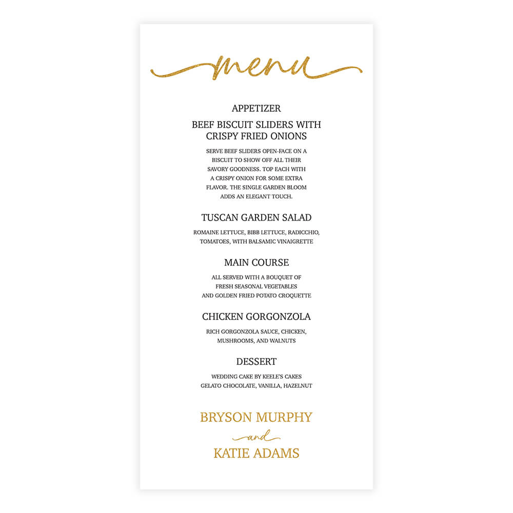 Golden Glitter Menu