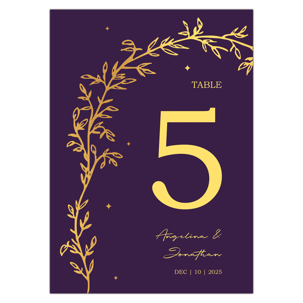 Wedding Table Numbers Foil Cards