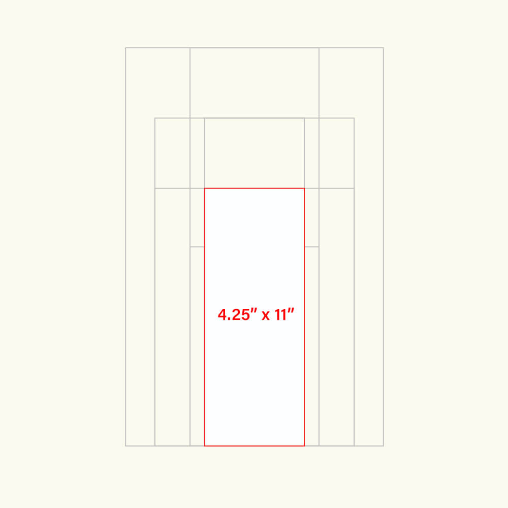 4.25 in x 11 in